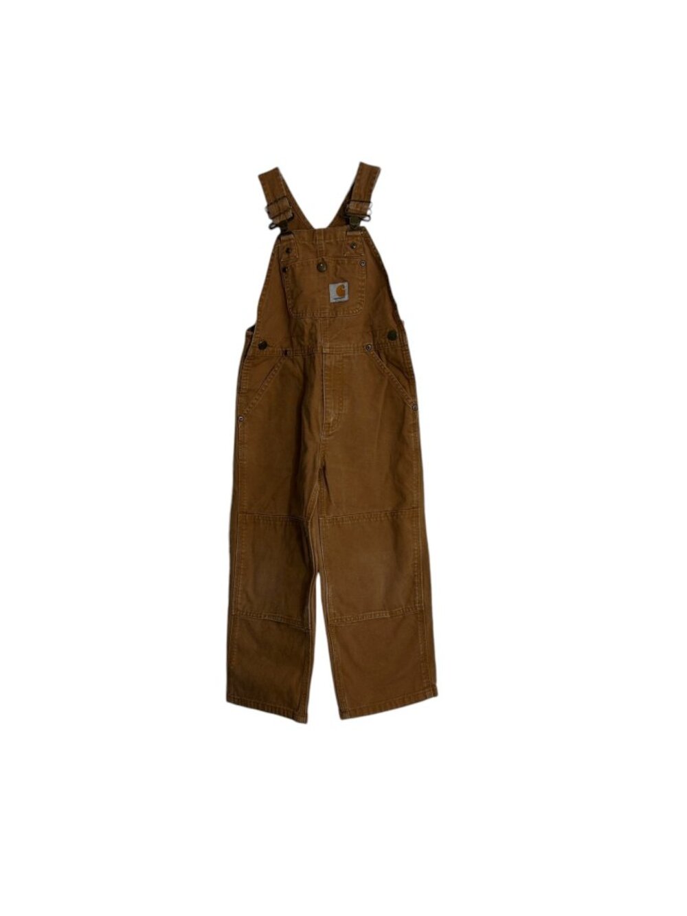 Carhartt Bib Overalls Youth Boys Size 5 Double Knee Brown Workwear Kids Cotton